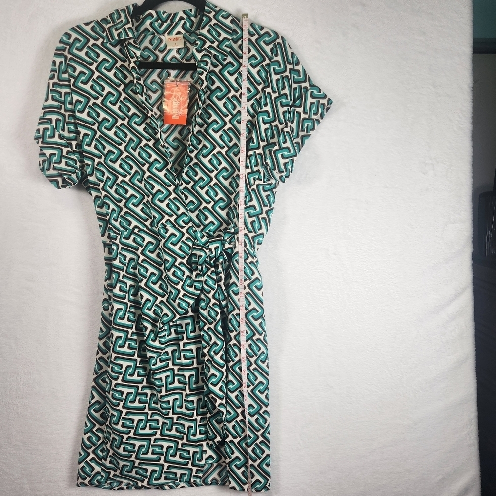 Women's INTEMPO Short Sleeve Faux Wrap Dress. NWT - Picture 7 of 11
